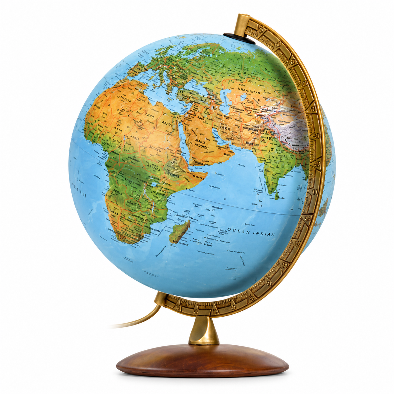 Glob geografic iluminat Astra 30 cm cu piedestal din lemn de nuc – design premium - imagine 5